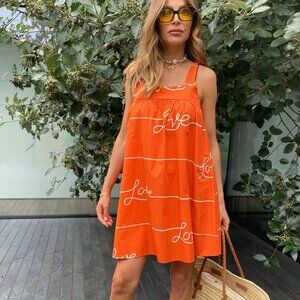 Never‎ Fully Dressed Orange Love Print Dress Size 6 Dopamine Dressing Bright Joy